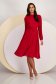 Red midi veil dress in skater style with waist elastic and front ruffle - StarShinerS 5 - StarShinerS.com