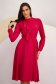 Pink chiffon midi dress in a-line with waist elastic and front ruffle - StarShinerS 6 - StarShinerS.com