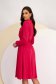 Pink chiffon midi dress in a-line with waist elastic and front ruffle - StarShinerS 2 - StarShinerS.com