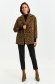 Palton din blana ecologica cu par scurt maro cu un croi drept si buzunare laterale - Top Secret 4 - StarShinerS.ro