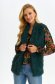 Darkgreen gilet from ecological fur arched cut lateral pockets 1 - StarShinerS.com