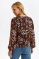 Brown women`s blouse thin fabric loose fit frilly trim around cleavage line 3 - StarShinerS.com