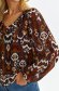 Brown women`s blouse thin fabric loose fit frilly trim around cleavage line 5 - StarShinerS.com