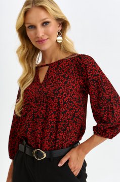 Red women`s blouse thin fabric loose fit