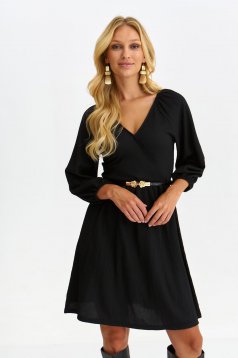 Rochie din crep neagra scurta in clos cu accesoriu tip curea - Top Secret