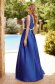 Blue long dress from taffeta with slit on the leg and embellished accessories on the belt 2 - StarShinerS.com