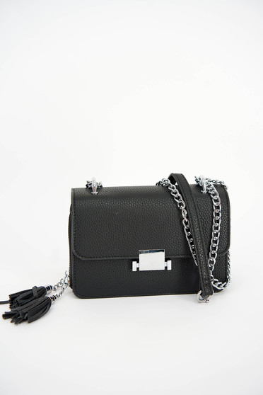 Bags, Black bag from ecological leather long chain handle - StarShinerS.com