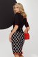 Black dress elastic cloth midi pencil with frilled waist with decorative buttons 2 - StarShinerS.com