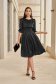 - StarShinerS black midi dress from satin with 3/4 sleeves and puffed sleeves 2 - StarShinerS.com