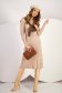 Rochie din tricot subtire si fin nude midi in clos cu guler inalt - SunShine 1 - StarShinerS.ro