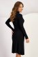 Midi knitted cloche high collar black dress 3 - StarShinerS.com