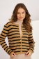 Cardigan din tricot fin nude cu croi larg si dungi orizontale - SunShine 7 - StarShinerS.ro