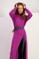 Purple dress knitted midi loose fit slit high collar 5 - StarShinerS.com