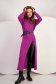 Purple dress knitted midi loose fit slit high collar 3 - StarShinerS.com