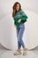 Fine knit green sweater with loose fit and abstract print - SunShine 3 - StarShinerS.com