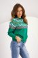 Fine knit green sweater with loose fit and abstract print - SunShine 1 - StarShinerS.com