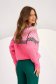 Fine knit pink sweater with wide cut and abstract print - SunShine 2 - StarShinerS.com