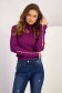 Knitted Sweater in Purple Tight Fit with Cutouts and Pearl Applications on Sleeves - SunShine 3 - StarShinerS.com