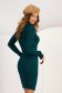 Knitted from striped fabric midi pencil high collar darkgreen dress 2 - StarShinerS.com