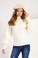 Ivory sweater knitted loose fit high collar raised pattern 1 - StarShinerS.com