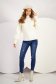 Ivory sweater knitted loose fit high collar raised pattern 6 - StarShinerS.com