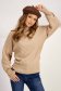 Beige knit sweater with a loose fit and high collar with embossed pattern - SunShine 3 - StarShinerS.com