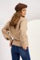 Beige knit sweater with a loose fit and high collar with embossed pattern - SunShine 2 - StarShinerS.com