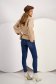 Beige knit sweater with a loose fit and high collar with embossed pattern - SunShine 5 - StarShinerS.com
