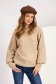 Beige knit sweater with a loose fit and high collar with embossed pattern - SunShine 1 - StarShinerS.com