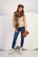 Beige knit sweater with a loose fit and high collar with embossed pattern - SunShine 4 - StarShinerS.com