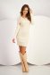 Ivory dress knitted short cut pencil high shoulders with crystal embellished details 3 - StarShinerS.com