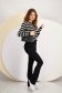 Cardigan din tricot fin negru cu croi larg si dungi orizontale - SunShine 3 - StarShinerS.ro