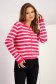 Cardigan din tricot fin roz cu croi larg si dungi orizontale - SunShine 1 - StarShinerS.ro