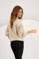 Fluffy knit sweater in beige with a wide cut and lace applications - SunShine 2 - StarShinerS.com