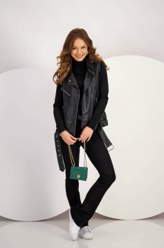 Black gilet from ecological leather