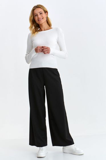Casual jumpers, White sweater knitted tented raised pattern - StarShinerS.com