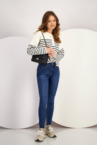 Blue jeans skinny jeans high waisted lateral pockets