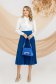 Blue skirt elastic cloth midi cloche pleated 3 - StarShinerS.com