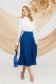 Blue skirt elastic cloth midi cloche pleated 1 - StarShinerS.com
