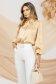 Ladies' blouse made from thin satin peach material with a wide cut and puff sleeves - PrettyGirl 3 - StarShinerS.com