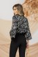 Ladies' blouse made of thin satin material in black with wide cut and puff sleeves - PrettyGirl 2 - StarShinerS.com