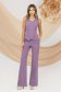 Flared trousers made of purple stretch fabric with high waist and side pockets - PrettyGirl 1 - StarShinerS.com