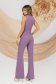 Flared trousers made of purple stretch fabric with high waist and side pockets - PrettyGirl 3 - StarShinerS.com
