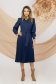 Rochie plisata din stofa bleumarin midi in clos cu elastic in talie - PrettyGirl 1 - StarShinerS.ro