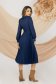Rochie plisata din stofa bleumarin midi in clos cu elastic in talie - PrettyGirl 3 - StarShinerS.ro
