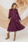 Pleated Purple Midi Dress Made of Fabric with Elastic Waist - PrettyGirl 5 - StarShinerS.com