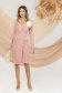 Rochie din stofa elastica roz deschis tip sacou accesorizata cu brosa in forma de floare - PrettyGirl 1 - StarShinerS.ro