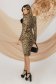 Rochie din stofa elastica midi tip creion cu umeri bufanti si brosa in forma de floare - PrettyGirl 3 - StarShinerS.ro