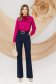 Navy blue stretch fabric trousers with flared long legs, side pockets and detachable cord - PrettyGirl 2 - StarShinerS.com