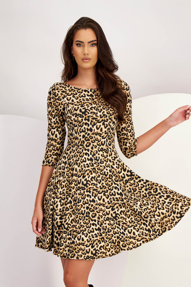 Online Dresses, Short jersey dress in A-line with animal print - StarShinerS - StarShinerS.com